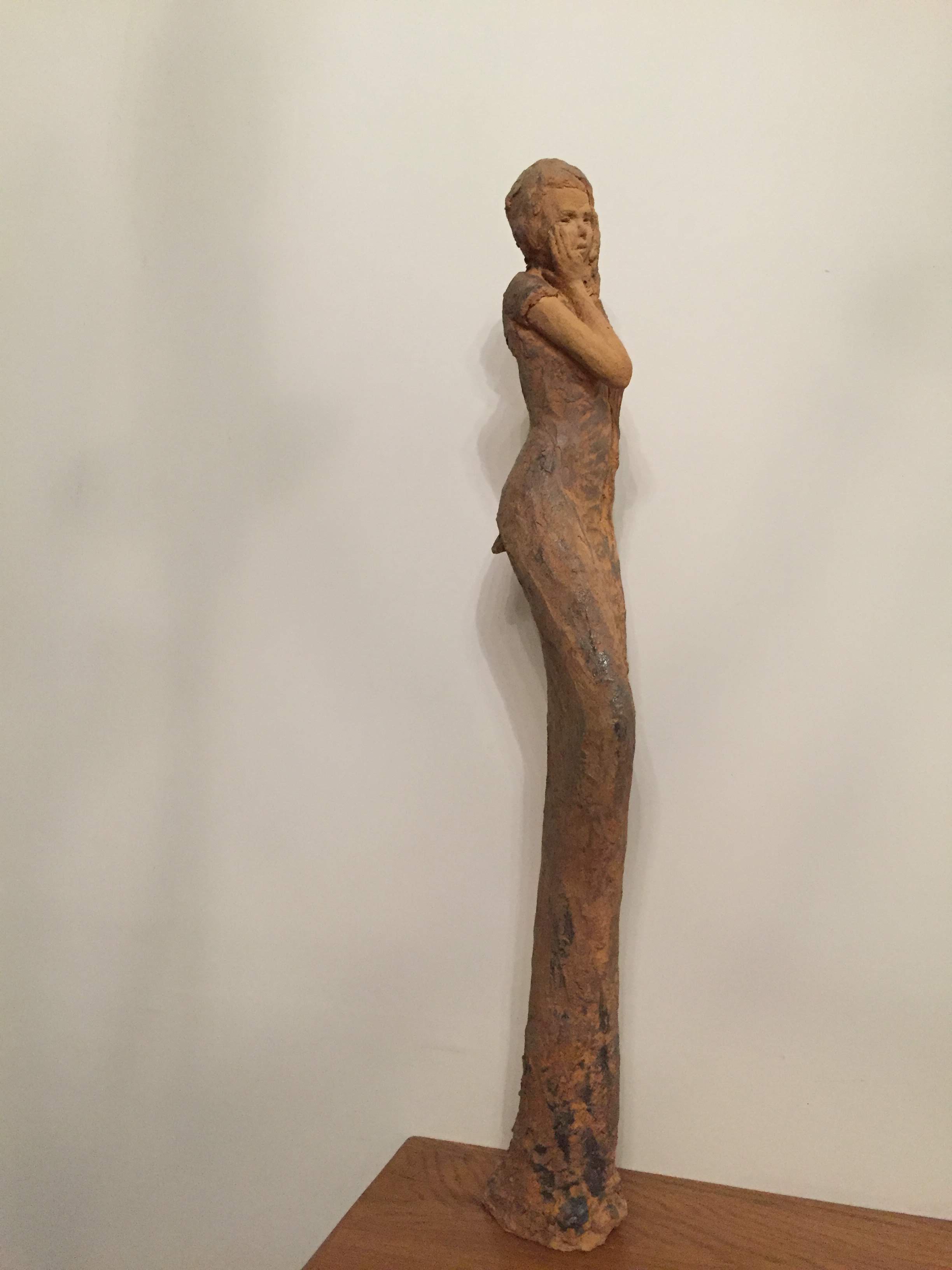 Sculpture cuisson bois terre cuite sculpture femme longue songe douce