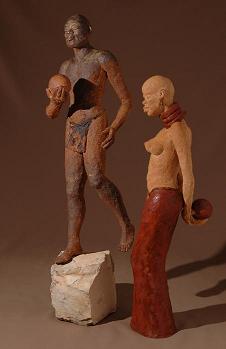 sculpture couple africain