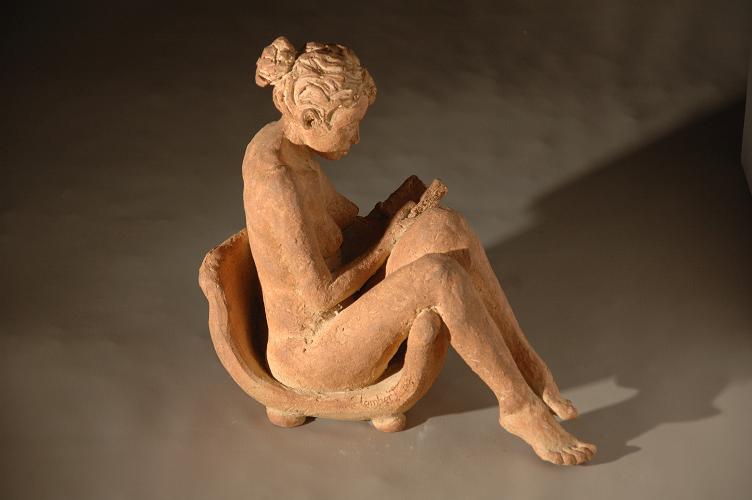 christine lambert sculpture terre cuite la liseuse